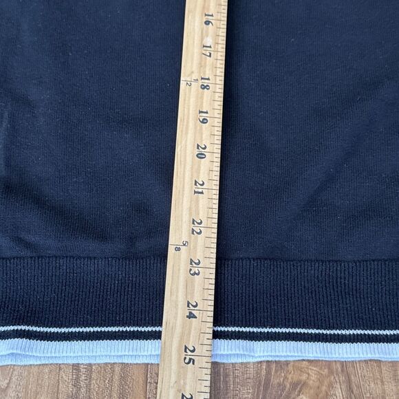 Michael Kors Men's 1/4-zip Black Striped Sweatshirt Mock Neck Fleece Pullover XL - Picture 5 of 5